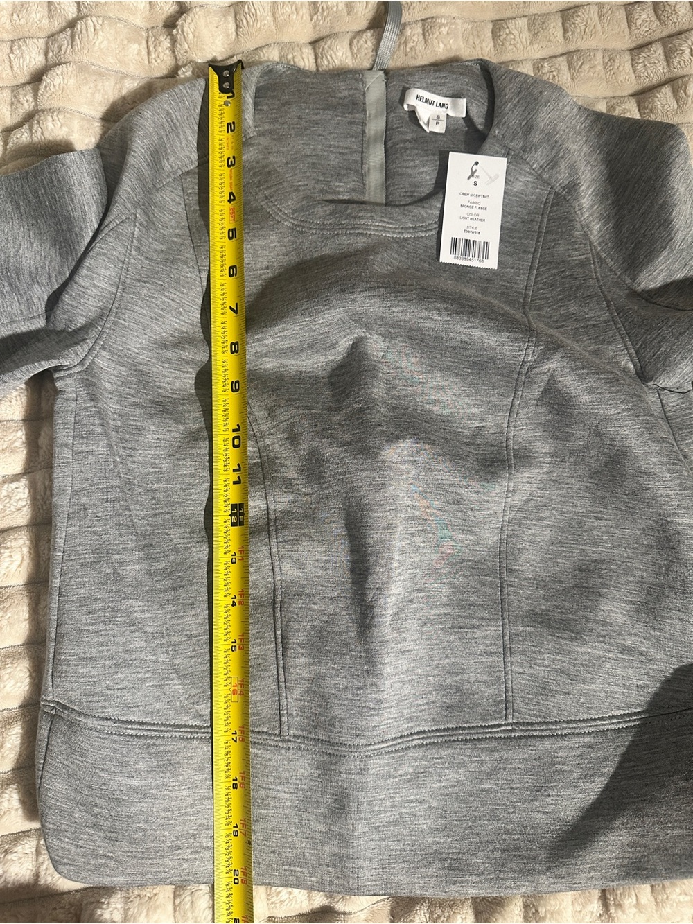 Helmut Lang Light Gray Neoprene like Sponge Fleece Zip-Cuff Crewneck Sweatshirt - Picture 9 of 16